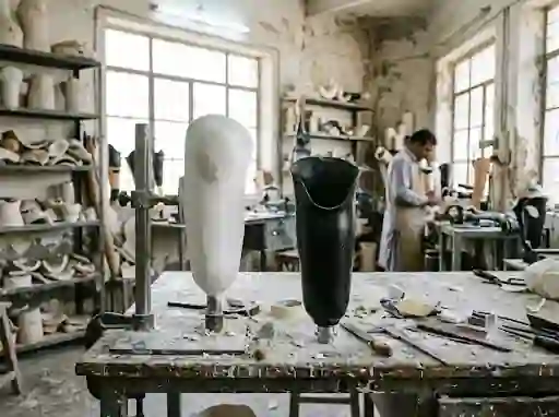 Plaster cast beside the finished carbon socket