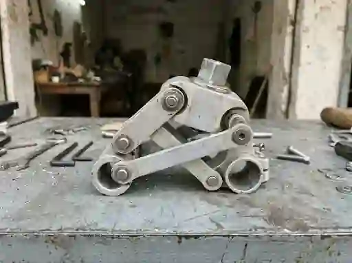 Close view of a polycentric knee joint