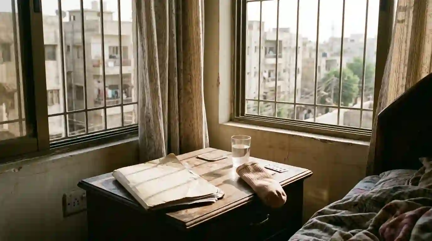 Discharge folder, shrinker and water by a window