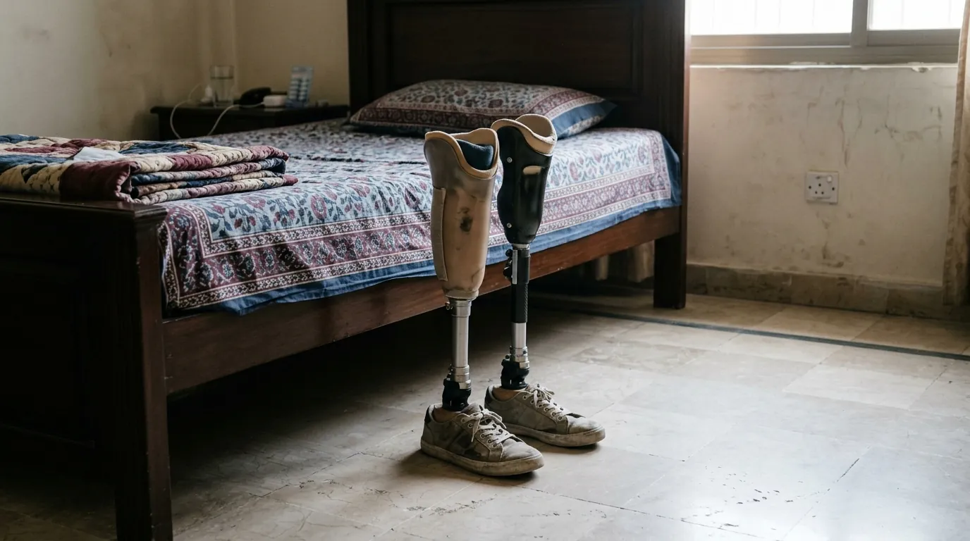 Two below-knee legs ready by the bed